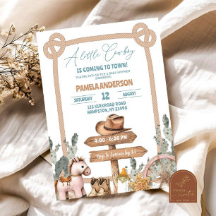 Invitation Little Cowboy Western Country Baby shower
