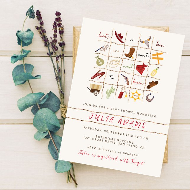 Invitation Little Cowboy Western Rodeo Baby shower de bingo (Créateur téléchargé)