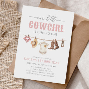 Invitation Little Cowgirl Pink 1er anniversaire