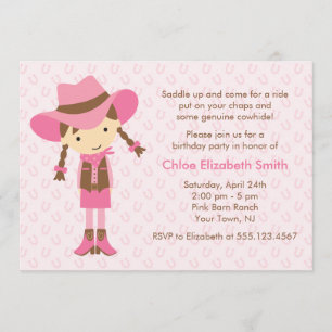 Invitation Little Cowgirl Western fête d'anniversaire