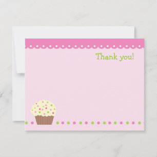 Invitation Little Cupcake Blank Merci Note Cads filles