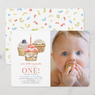 Invitation Little Cupcake Girl 1er Anniversaire Photo