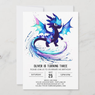 Invitation Little Custom Dragon Digital Boy Anniversaire