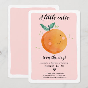 Invitation Little Cutie Baby shower Clementine Rose Girl