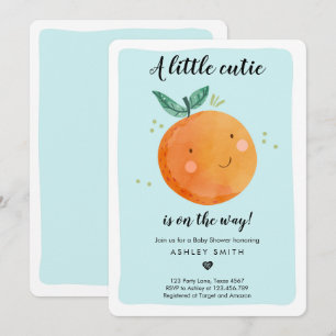 Invitation Little Cutie Baby shower Garçon Clementine Orange