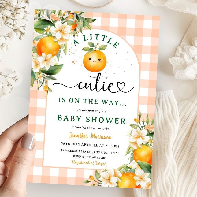 Invitation Little Cutie Baby shower Orange Genre Neutre (Créateur téléchargé)