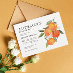 Invitation Little Cutie Citrus Botanique Baby shower moderne<br><div class="desc">Une petite mignonne est en route ! Citrus, mandarine ou orange - c'est un thème parfait pour une petite fille mignonne. Design moderne et minimaliste avec aquarelle oranger et verdure. Consultez le reste de la collection pour trouver des ballons correspondants, des panneaux d'accueil, des assiettes, des jeux de baby shower...</div>