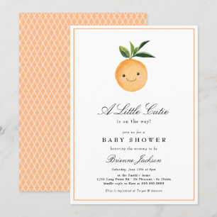Invitation Little Cutie Clementine Orange Baby shower moderne