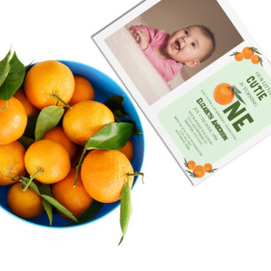 Invitation Little Cutie Orange 1st Birthday