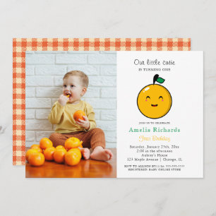 Invitation Little Cutie Orange Citrus 1er anniversaire