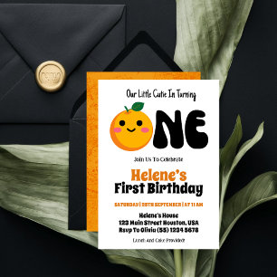 Invitation Little Cutie Orange Citrus 1er anniversaire