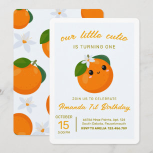Invitation Little Cutie Orange Citrus 1er Anniversaire Invita