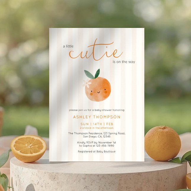 Invitation Little Cutie Orange Citrus Baby Shower (Créateur téléchargé)