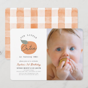 Invitation Little Cutie Orange Clean 1er Anniversaire Photo