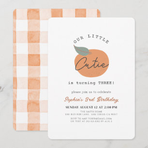 Invitation Little Cutie Orange Clean Anniversaire de enfant