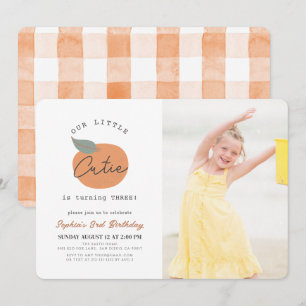 Invitation Little Cutie Orange Clean Anniversaire Photo