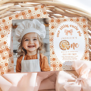 Invitation Little Cutie Pie 1ère photo florale d'anniversaire
