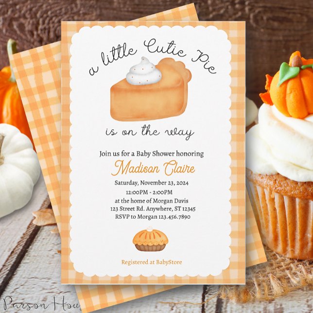 Invitation Little Cutie Pie - Automne Baby shower Automne (Créateur téléchargé)