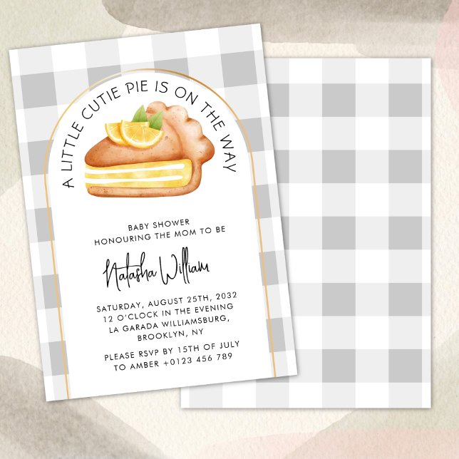 Invitation Little Cutie Pie En vichy Plaid Baby shower (Créateur téléchargé)