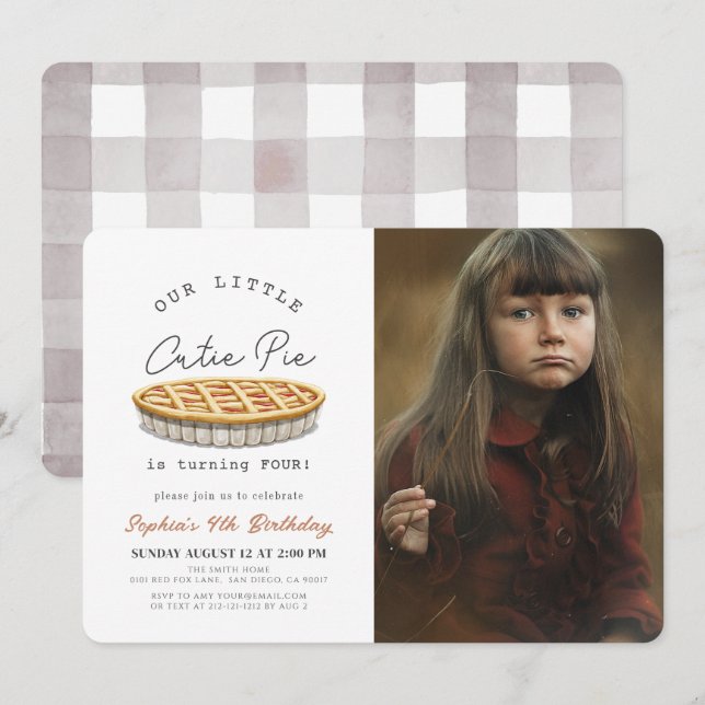 Invitation Little Cutie Pie Fall Blanc Anniversaire Photo (Devant / Derrière)