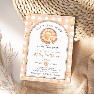 Invitation Little Cutie Pie Fall Citrouille En vichy Baby sho