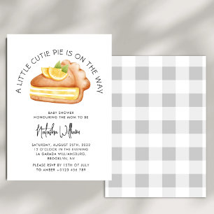 Invitation Little Cutie Pie Grey En vichy Plaid Baby shower