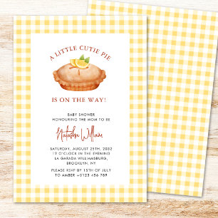 Invitation Little Cutie Pie Jaune À damiers Baby shower