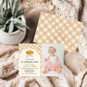 Invitation Little Cutie Pie Thanksgiving Blanc 1er anniversai