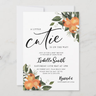 Invitation Little Cutie Sur Le Chemin Baby shower Orange Citr