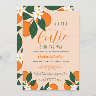 Invitation Little Cutie Sur Le Chemin Baby shower Orange Citr