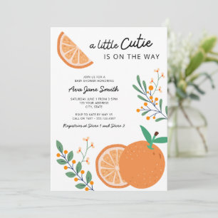 Invitation Little Cutie sur le chemin Orange Baby shower à th
