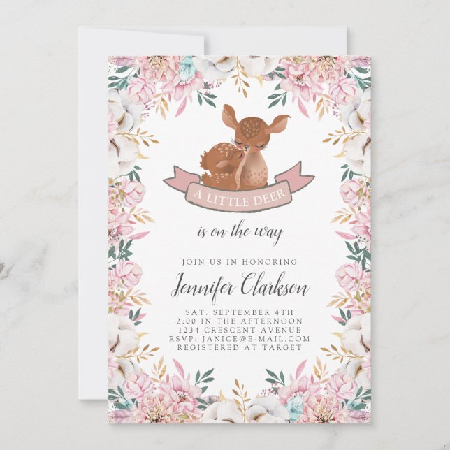 Invitation Little Deer Baby shower (Devant)