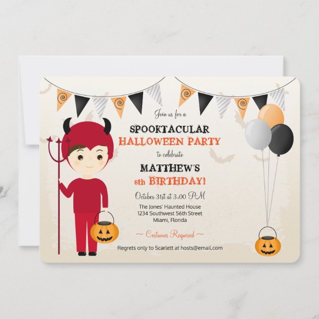 Invitation Little Devil Halloween Party (Devant)