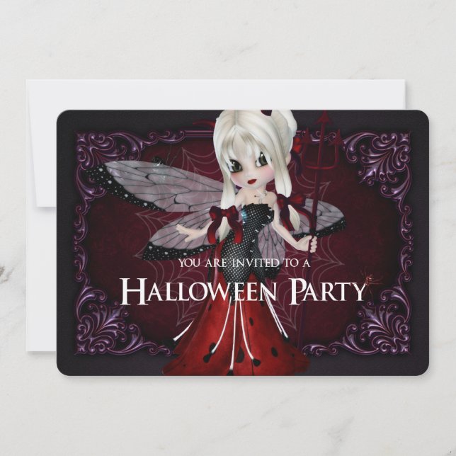 Invitation Little Devil Ladybug Imaginaire Halloween Invitati (Devant)