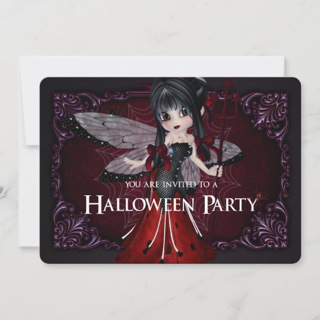 Invitation Little Devil Ladybug Imaginaire Halloween Invitati (Devant)