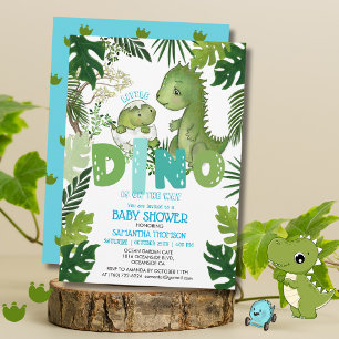 Invitation Little Dino Est Sur Le Chemin Du Baby shower Garço