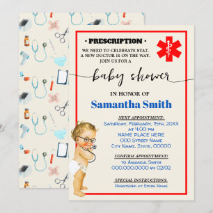 Invitation Little Doctor est sur son chemin Médicale Baby sho