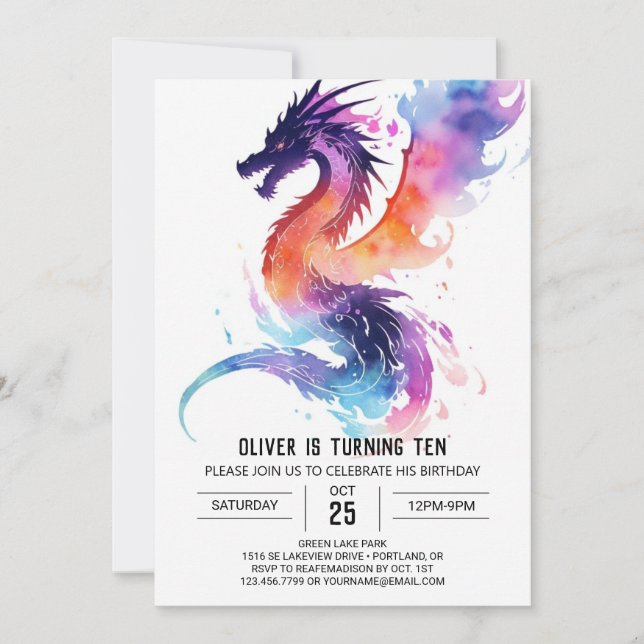 Invitation Little Dragon Dreams Anniversaire (Devant)