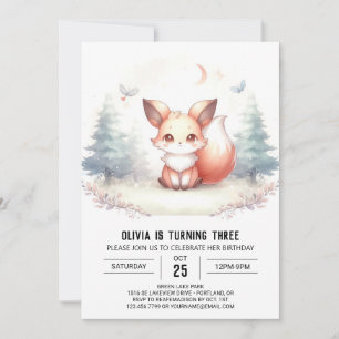 Invitation Little Elegant Fox Anniversaire numérique