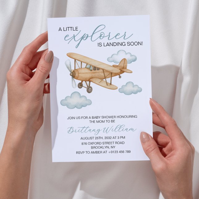 Invitation Little Explorer Baby shower Travel Adventure (Créateur téléchargé)