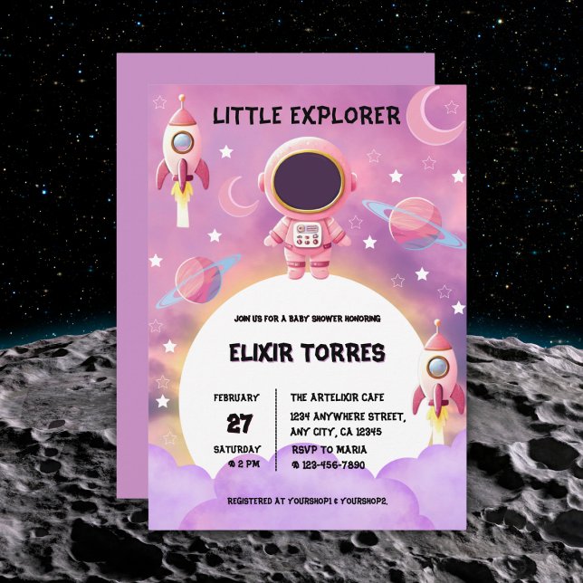 Invitation Little Explorer Modern Purple Baby shower (Créateur téléchargé)