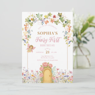 Invitation Little Fairy First Door Birthday