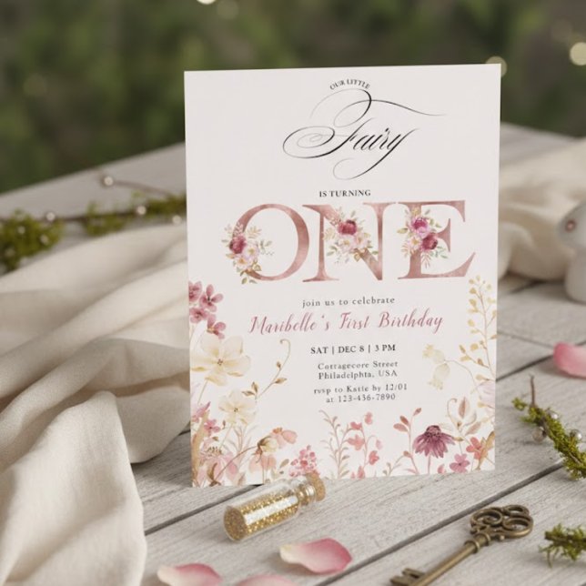 Invitation Little Fairy Floral Garden First Birthday  (Créateur téléchargé)