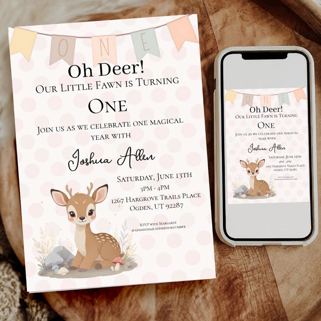 Invitation Little Fawn Woodland First Birthday (Celebrate in style with this charming birthday invitation. .)