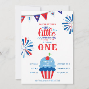Invitation Little Firecracker 4 juillet 1er anniversaire