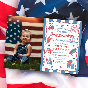 Invitation Little Firecracker 4 juillet 1er anniversaire Phot