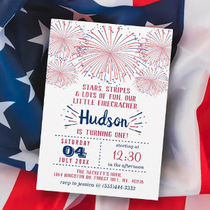 Invitation Little Firecracker 4 juillet 1ère fête d'anniversa