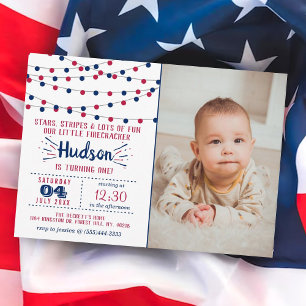 Invitation Little Firecracker 4 juillet Photo 1er anniversair