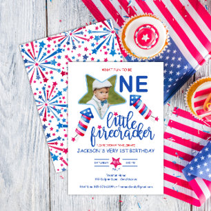 Invitation Little Firecracker 4 juillet premier anniversaire