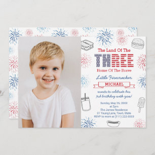 Invitation Little Firecracker Cookout 3e fête d'anniversaire